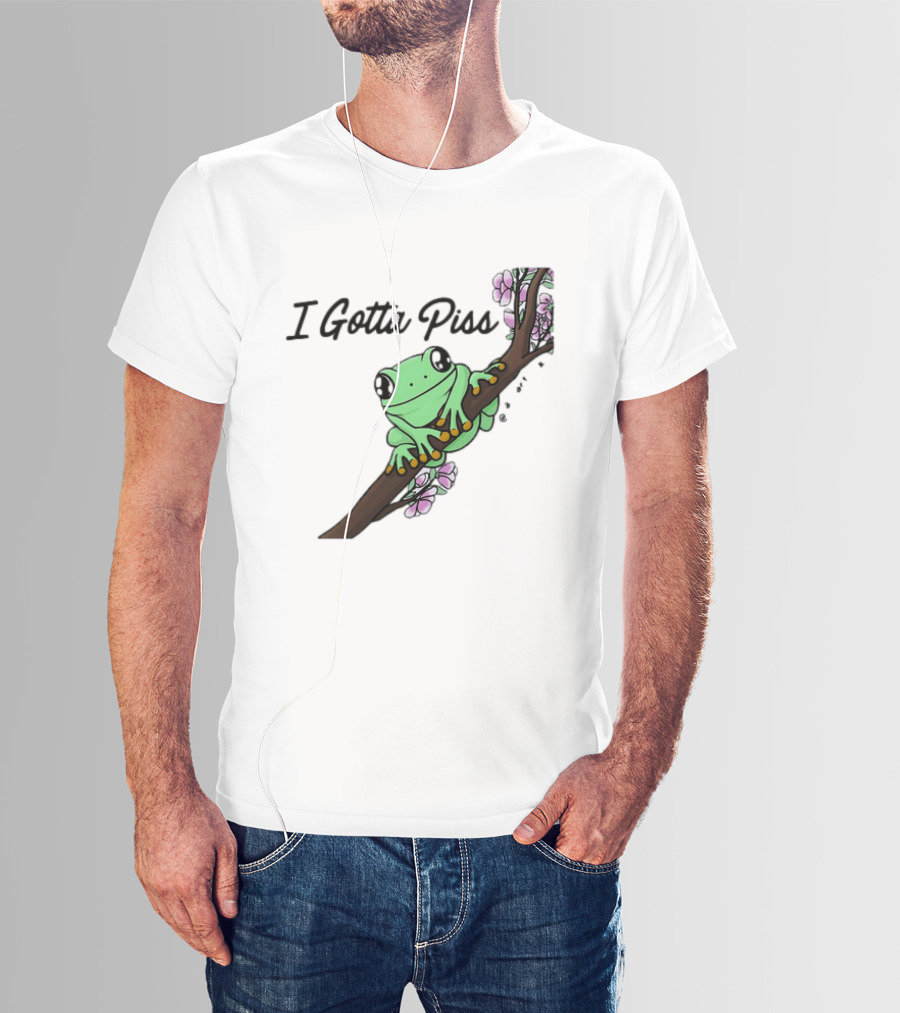 I Gotta Piss Frog On Branch With Flowers T-Shirt