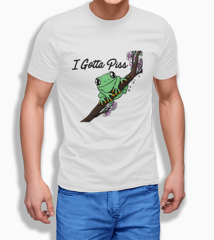 I Gotta Piss Frog On Branch With Flowers T-Shirt