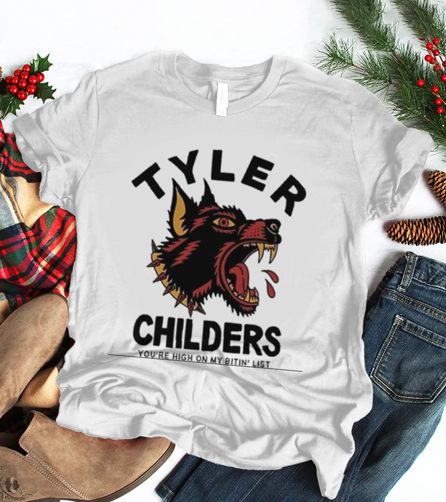 Tyler Childers You're High On My Bitin' List Wolf Head Spike Collar T-Shirt