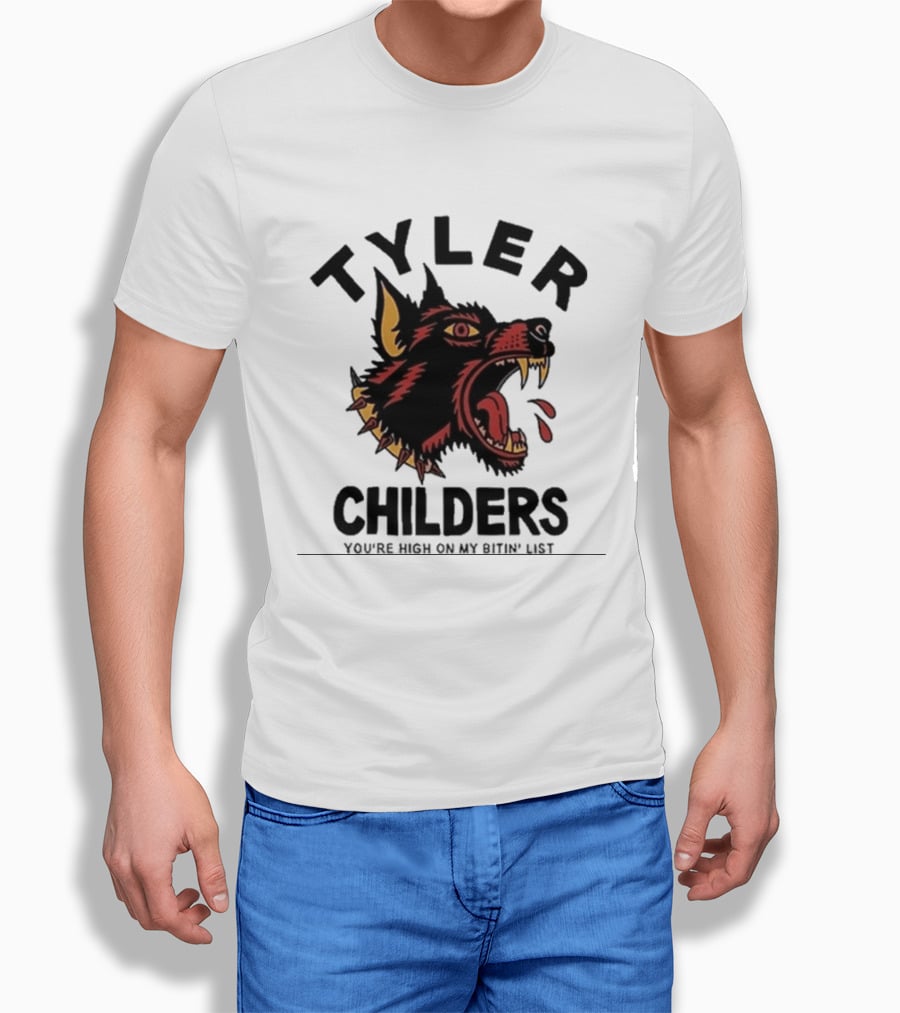 Tyler Childers You're High On My Bitin' List Wolf Head Spike Collar T-Shirt
