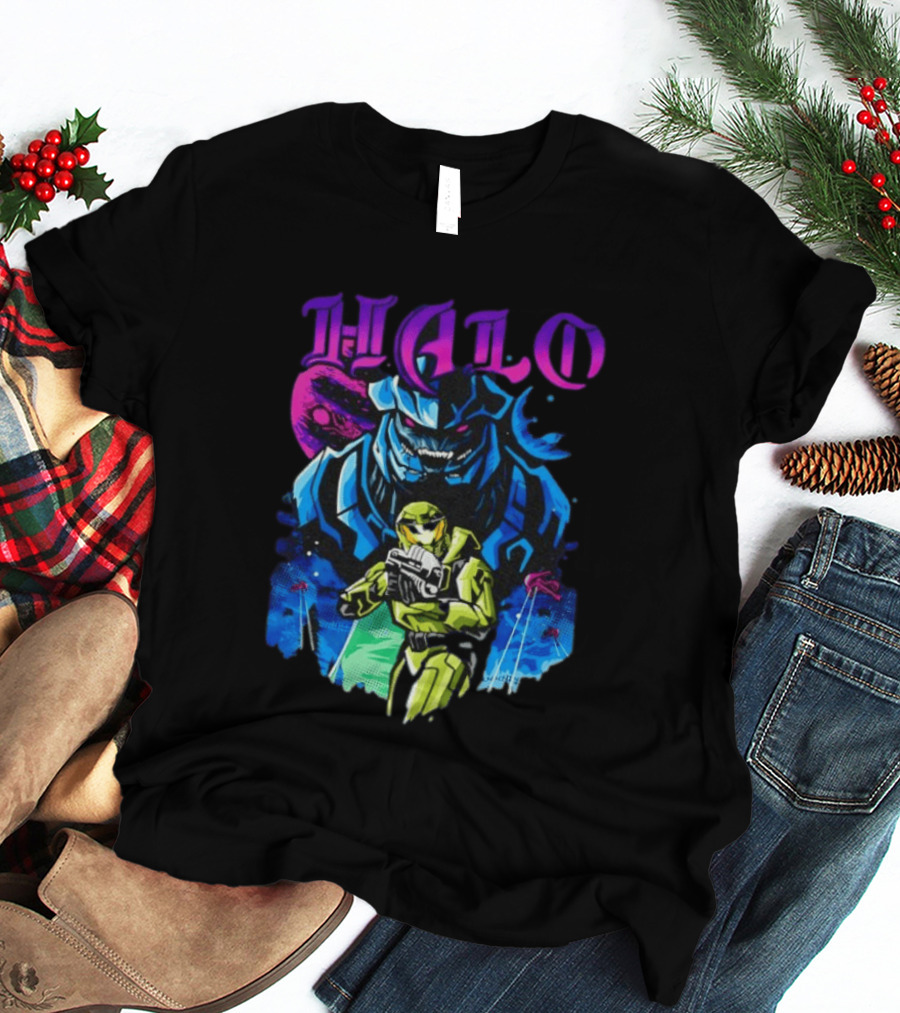 Halo Master Chief Arbiter Video Game Battle Scene T-Shirt