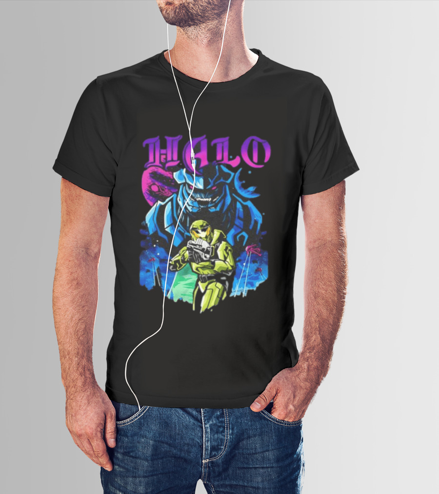 Halo Master Chief Arbiter Video Game Battle Scene T-Shirt