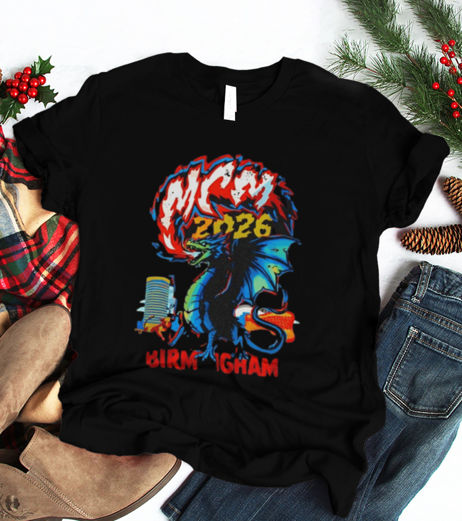 MCM 2026 Birmingham Dragon Fire Skyline Bull Event Souvenir T-Shirt