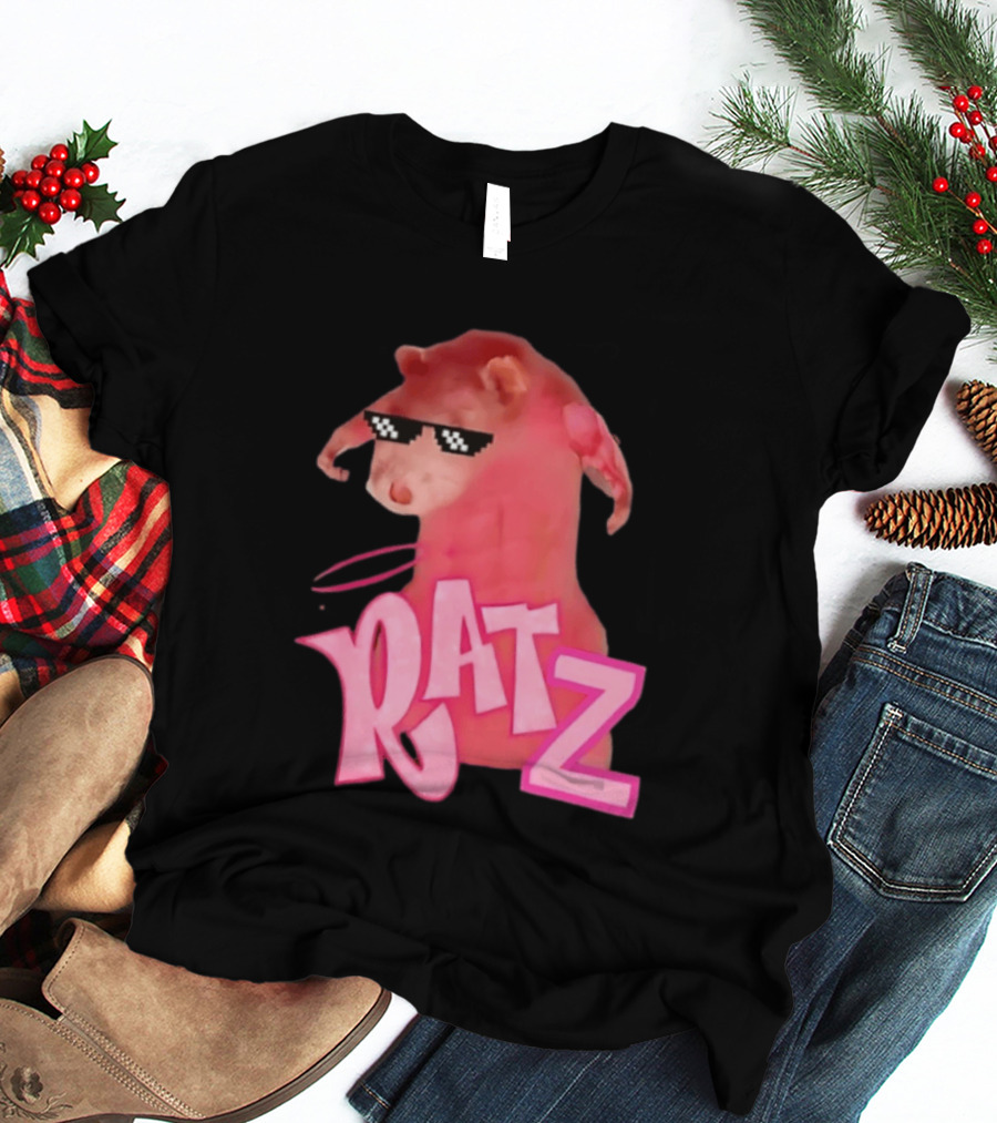 RATZ Muscular Pink Toned Rat Pixel Thug Life Sunglasses Bratz Doll T-Shirt