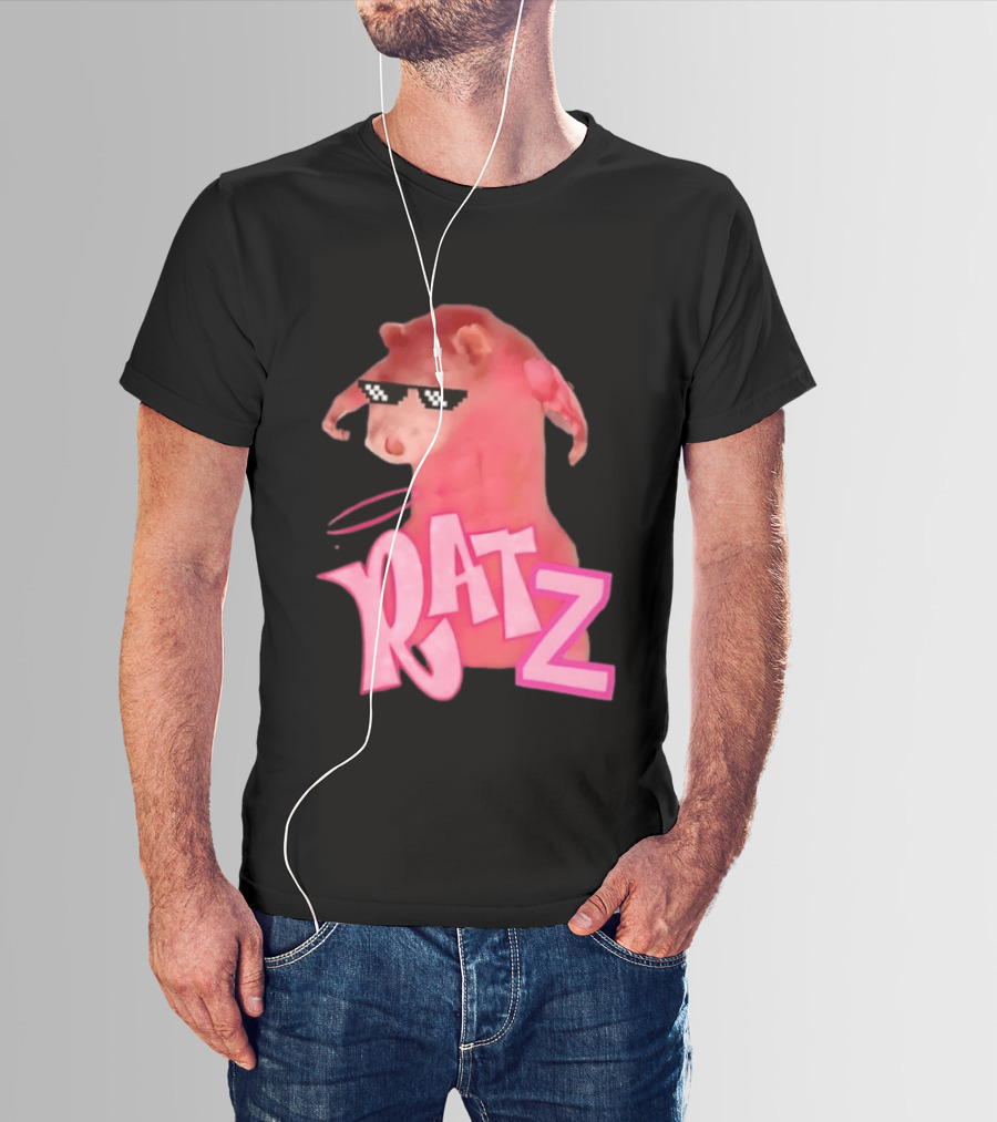 RATZ Muscular Pink Toned Rat Pixel Thug Life Sunglasses Bratz Doll T-Shirt