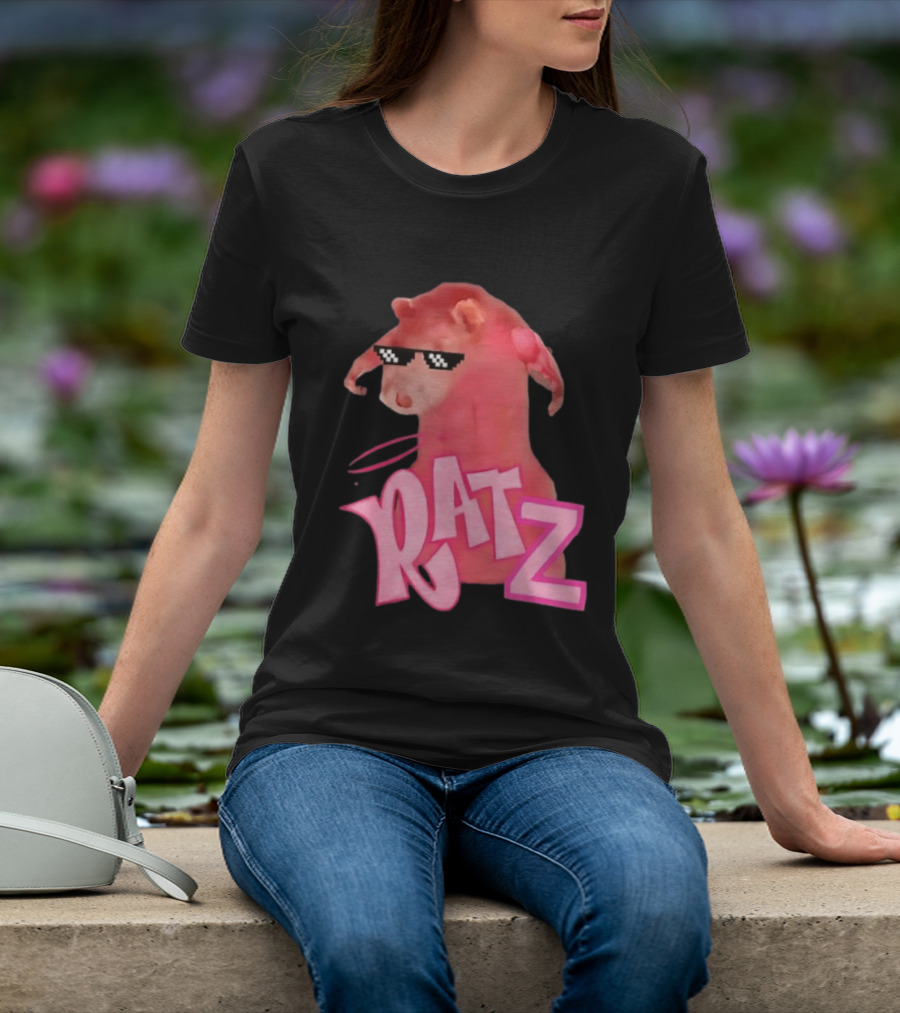RATZ Muscular Pink Toned Rat Pixel Thug Life Sunglasses Bratz Doll T-Shirt
