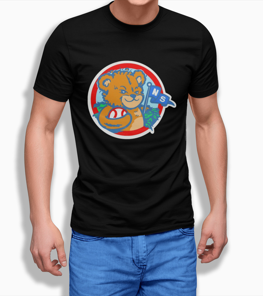 Teddy Bear Holding Baseball NS Pennant Circle T-Shirt