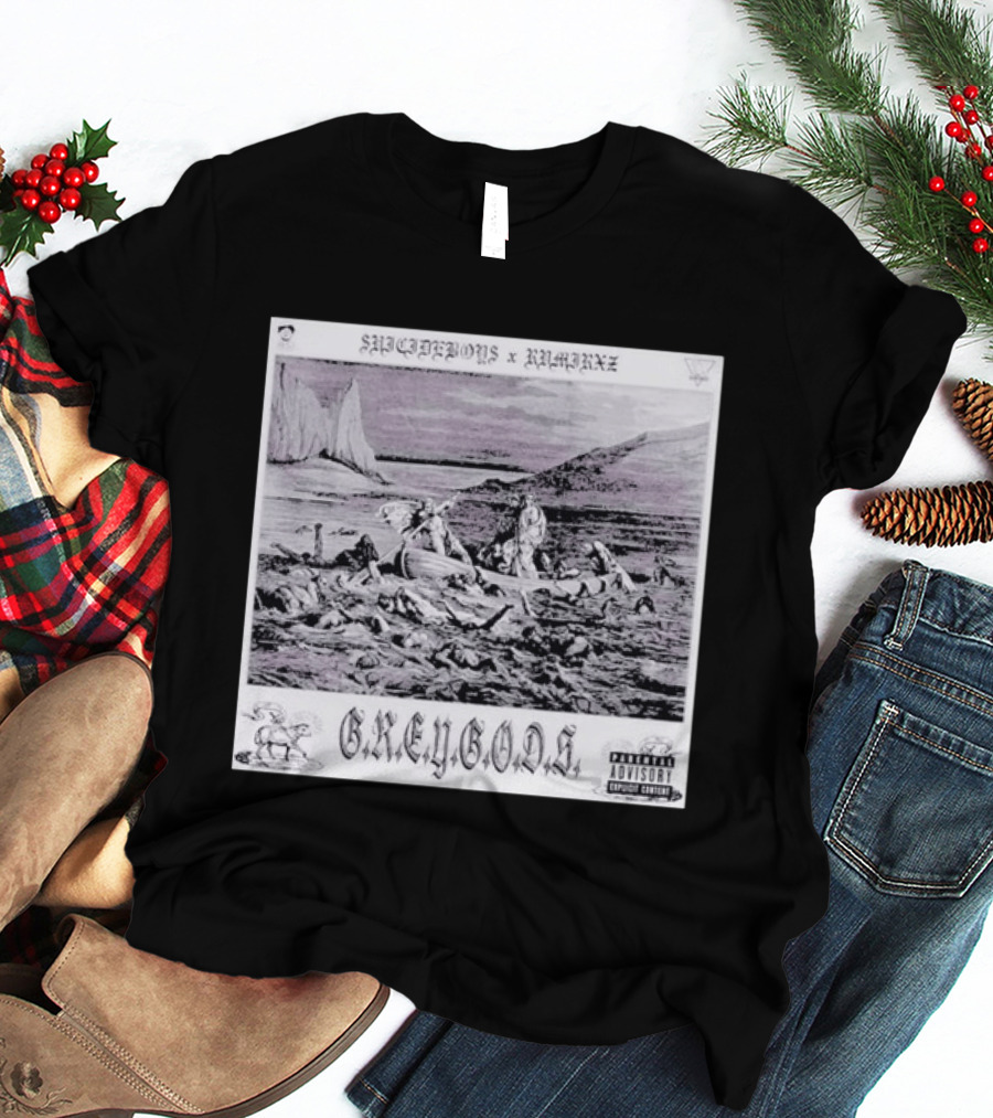SUPREMEBOYZ X RAMIREZ G.R.E.Y G.O.D.S Album Cover Art PARENTAL ADVISORY Explicit Content T-Shirt