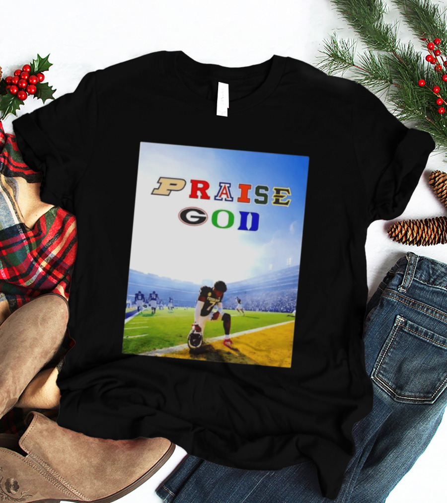Texas AM Football Player No 7 Praise God Stadium Scene T-Shirt