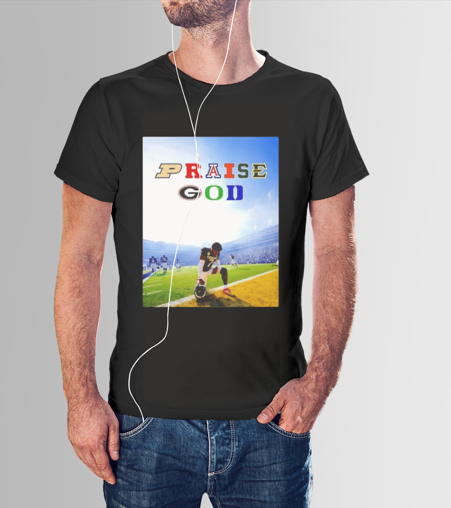 Texas AM Football Player No 7 Praise God Stadium Scene T-Shirt