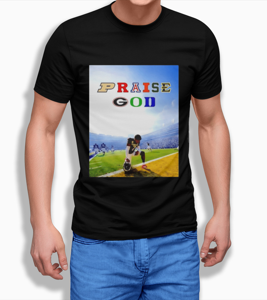 Texas AM Football Player No 7 Praise God Stadium Scene T-Shirt
