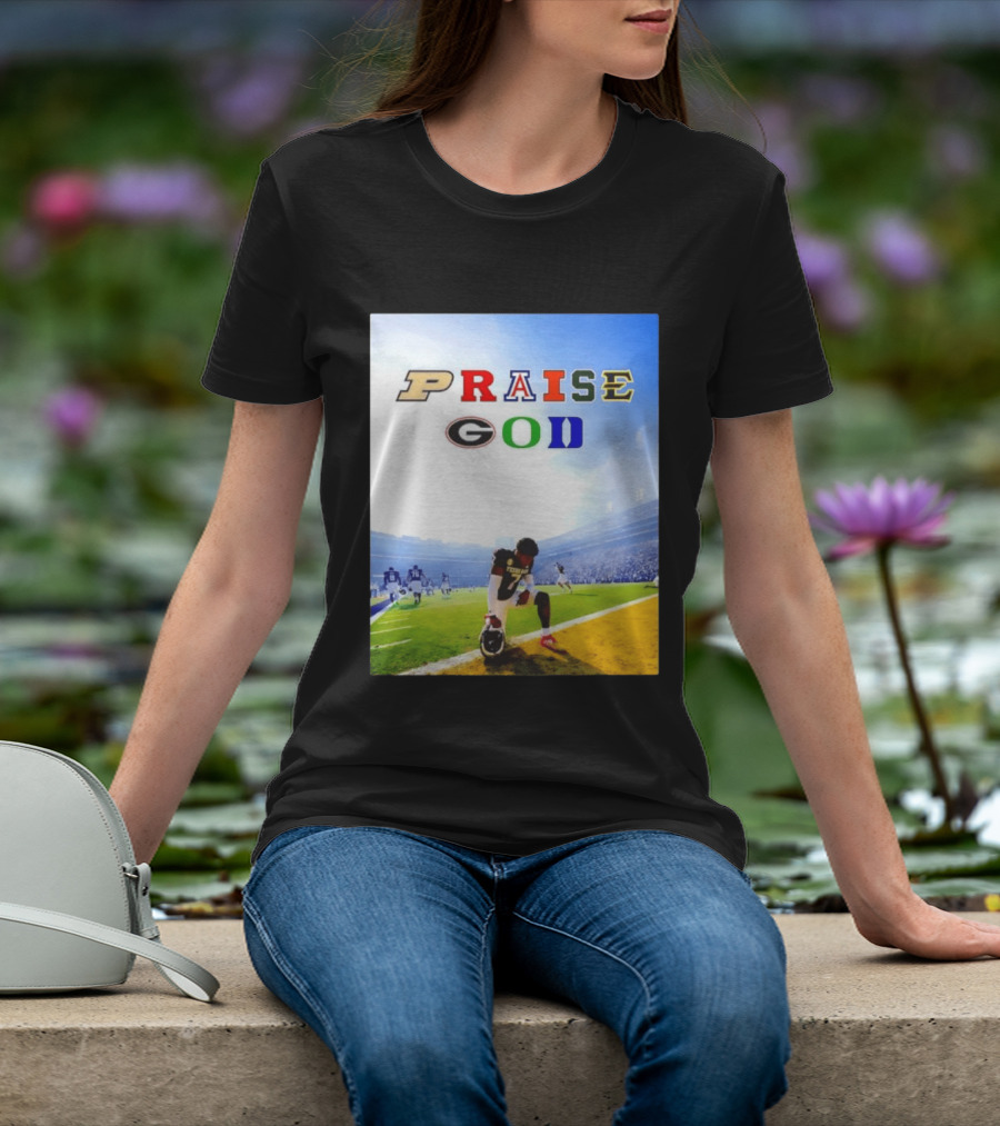 Texas AM Football Player No 7 Praise God Stadium Scene T-Shirt
