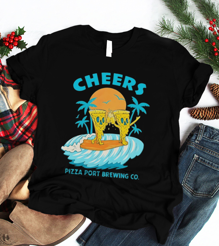 Pizza Port Brewing Co Cheers Surfing Pizza Wave T-Shirt