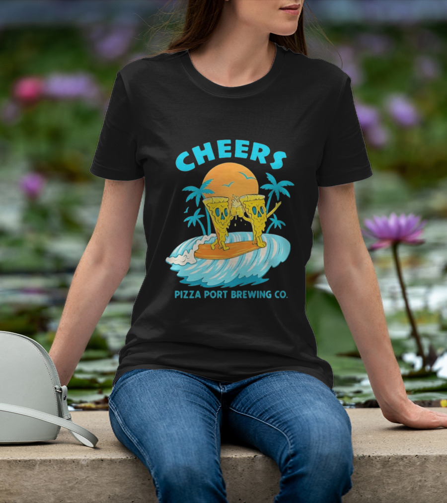 Pizza Port Brewing Co Cheers Surfing Pizza Wave T-Shirt
