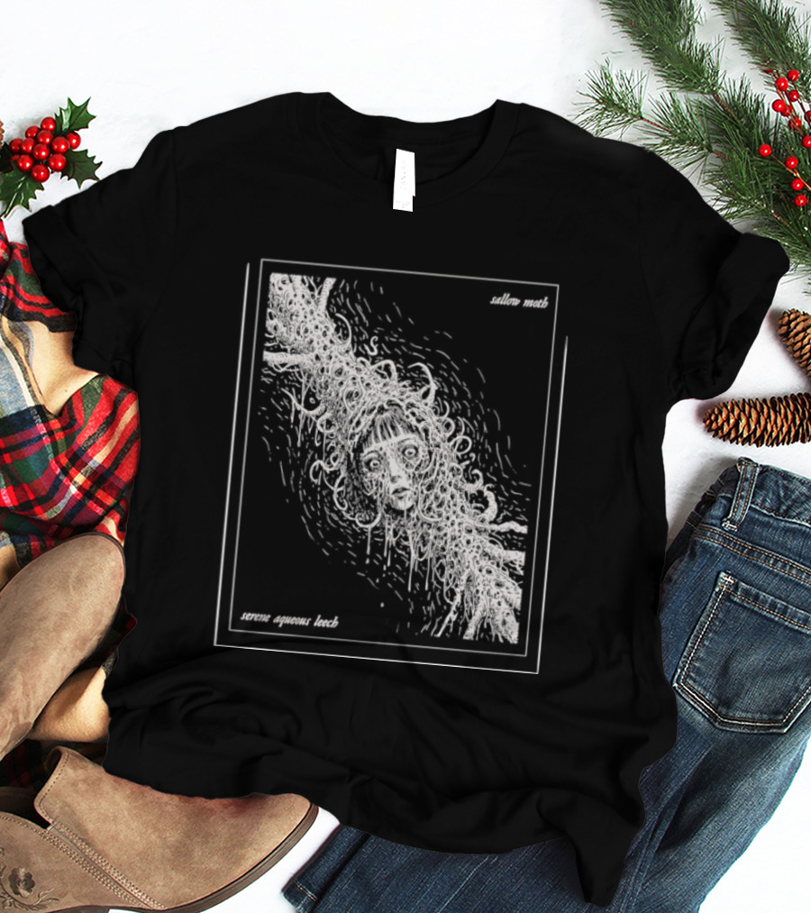Sallow Moth Serene Aqueous Leech Surreal Horror Waveform T-Shirt