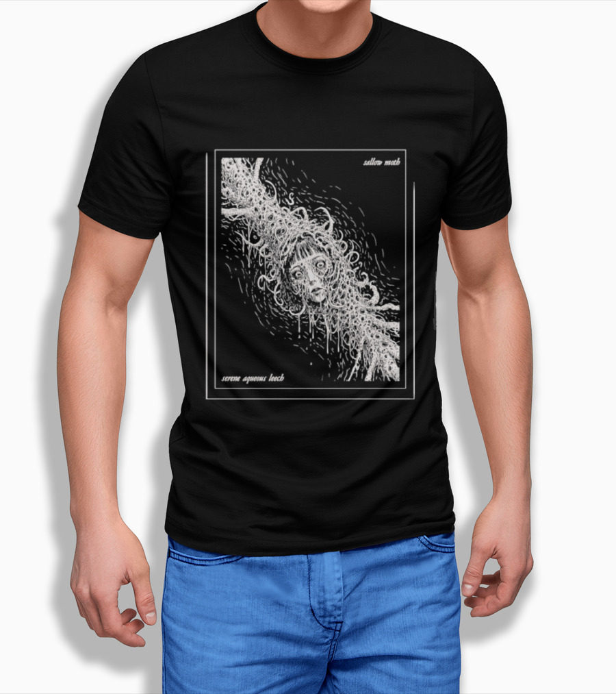 Sallow Moth Serene Aqueous Leech Surreal Horror Waveform T-Shirt