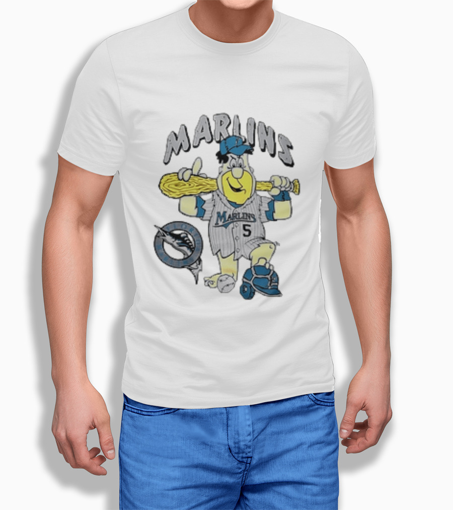 Barney Rubble Miami Marlins MLB Florida The Flintstones Baseball 5 T-Shirt