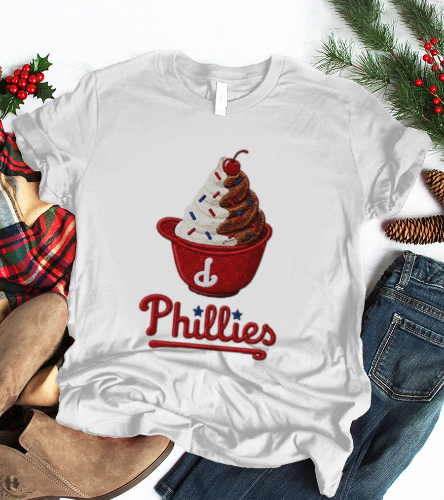 Philadelphia Phillies Ice Cream Sundae Embroidery Phillies T-Shirt