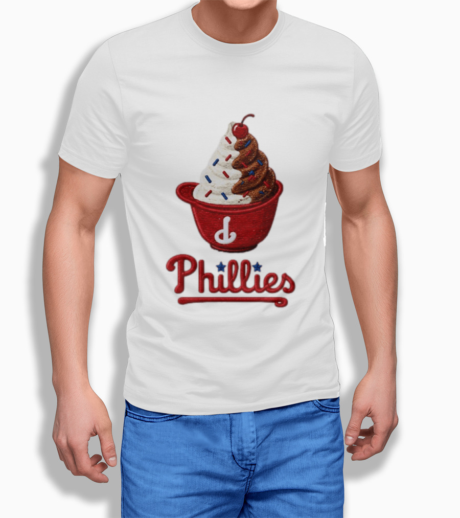 Philadelphia Phillies Ice Cream Sundae Embroidery Phillies T-Shirt