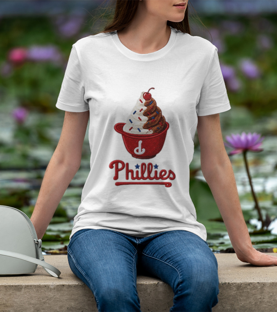 Philadelphia Phillies Ice Cream Sundae Embroidery Phillies T-Shirt
