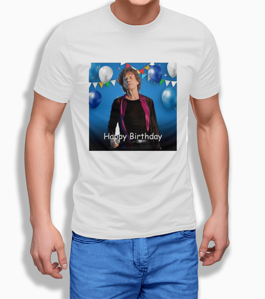 Happy Birthday Sir Mick Jagger Balloons And Banners Celebration T-Shirt