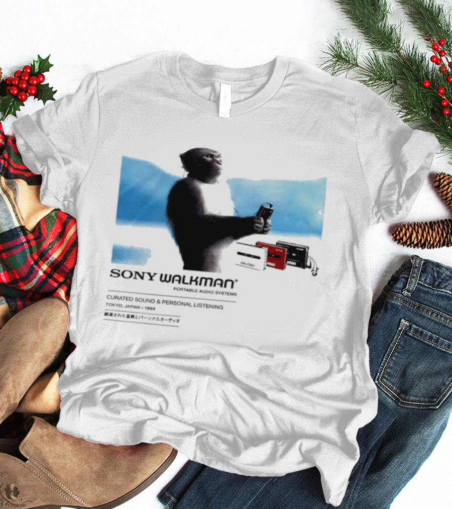 Sony Walkman Chimpanzee Tokyo Japan 1994 Curated Sound Personal Listening T-Shirt
