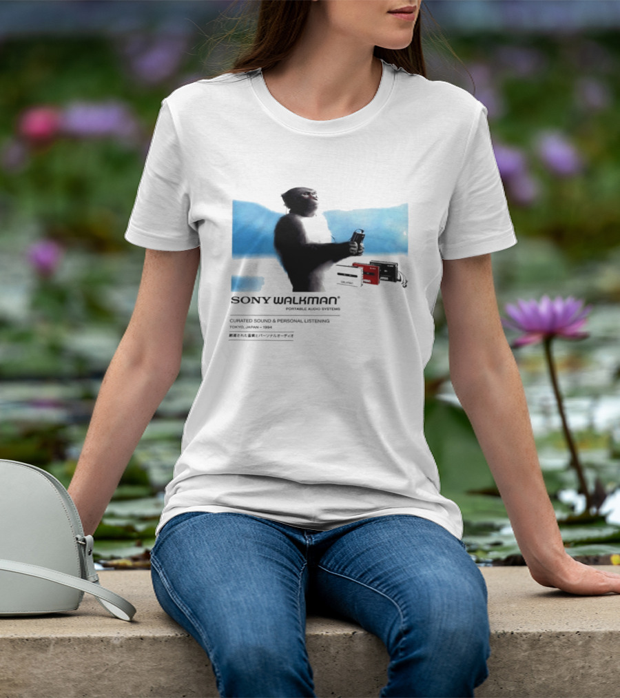 Sony Walkman Chimpanzee Tokyo Japan 1994 Curated Sound Personal Listening T-Shirt