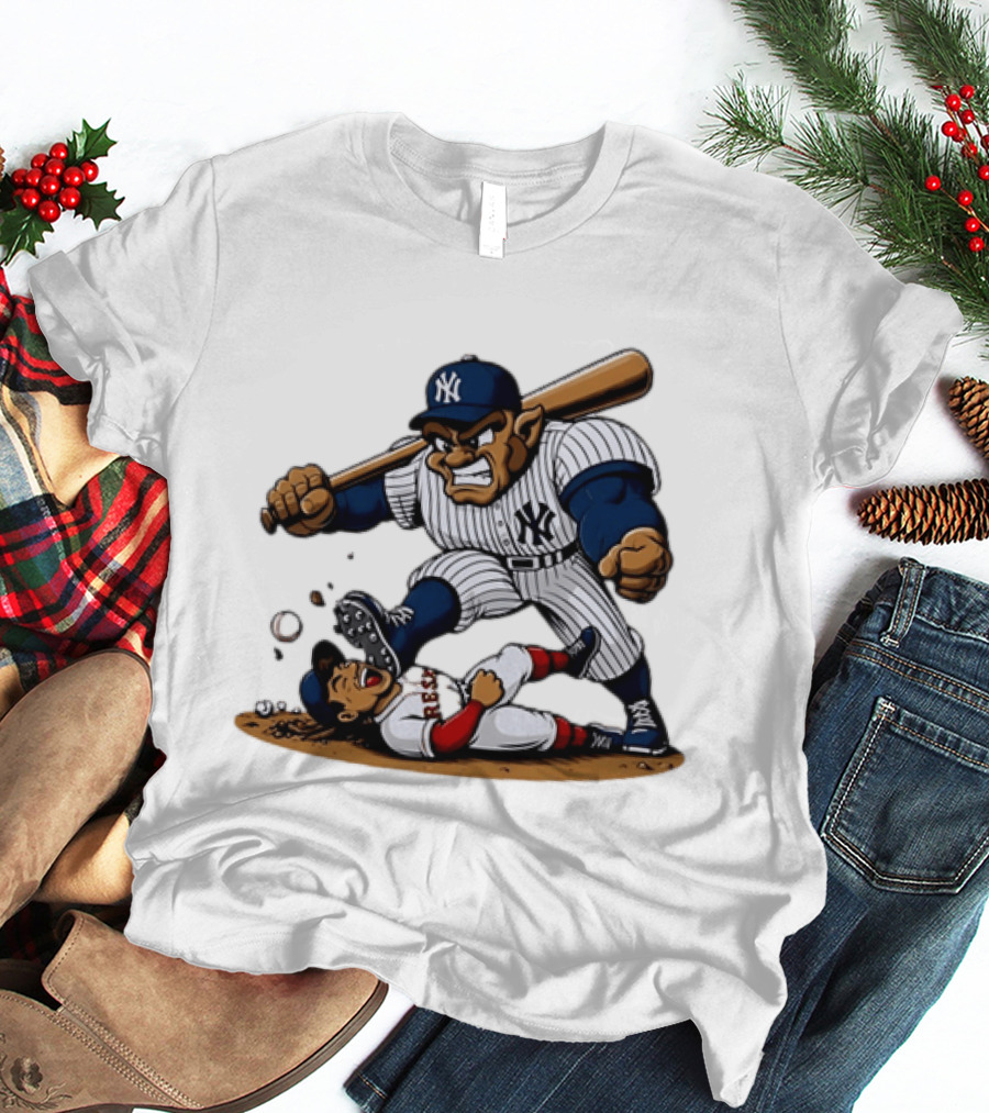 Yankees Vs Red Sox Cartoon Rivalry Yankees Player Dominance Over Red Sox Player T-Shirt