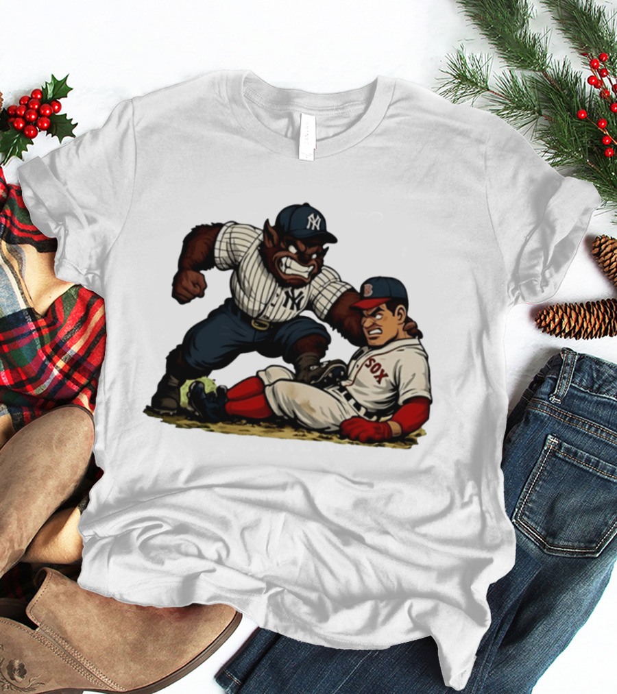 New York Yankees Werewolf Vs Boston Red Sox Player Showdown T-Shirt