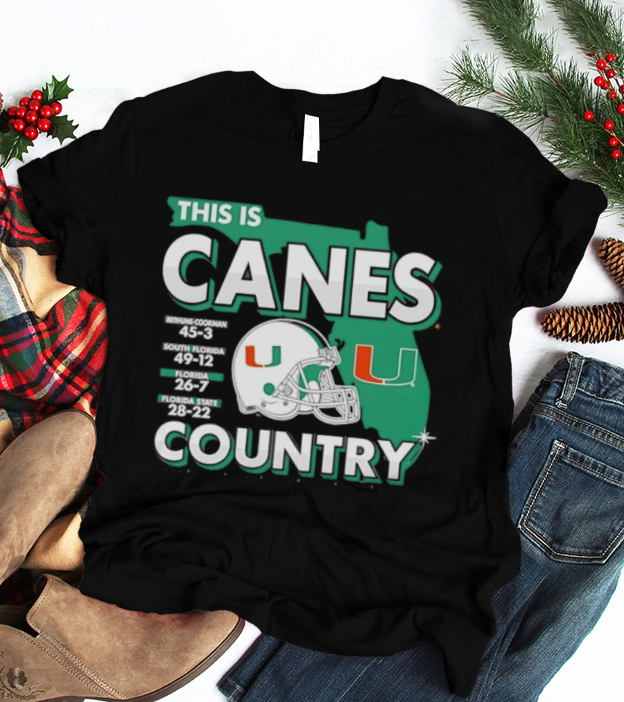 This Is Canes Country Miami Hurricanes Florida Map University Of Miami Football Helmet T-Shirt