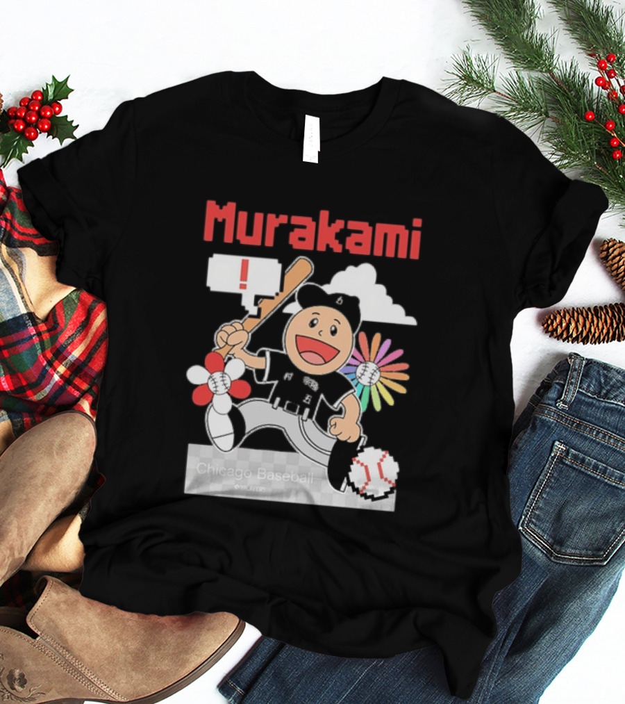 Murakami Chicago Baseball Munetaka Flower Baseball Cartoon T-Shirt