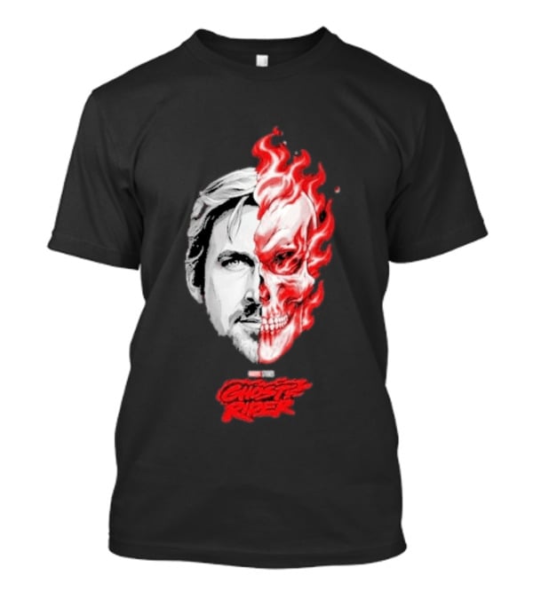 Ryan Gosling Ghost Rider 2028 Split Face Fiery Skull T-Shirt