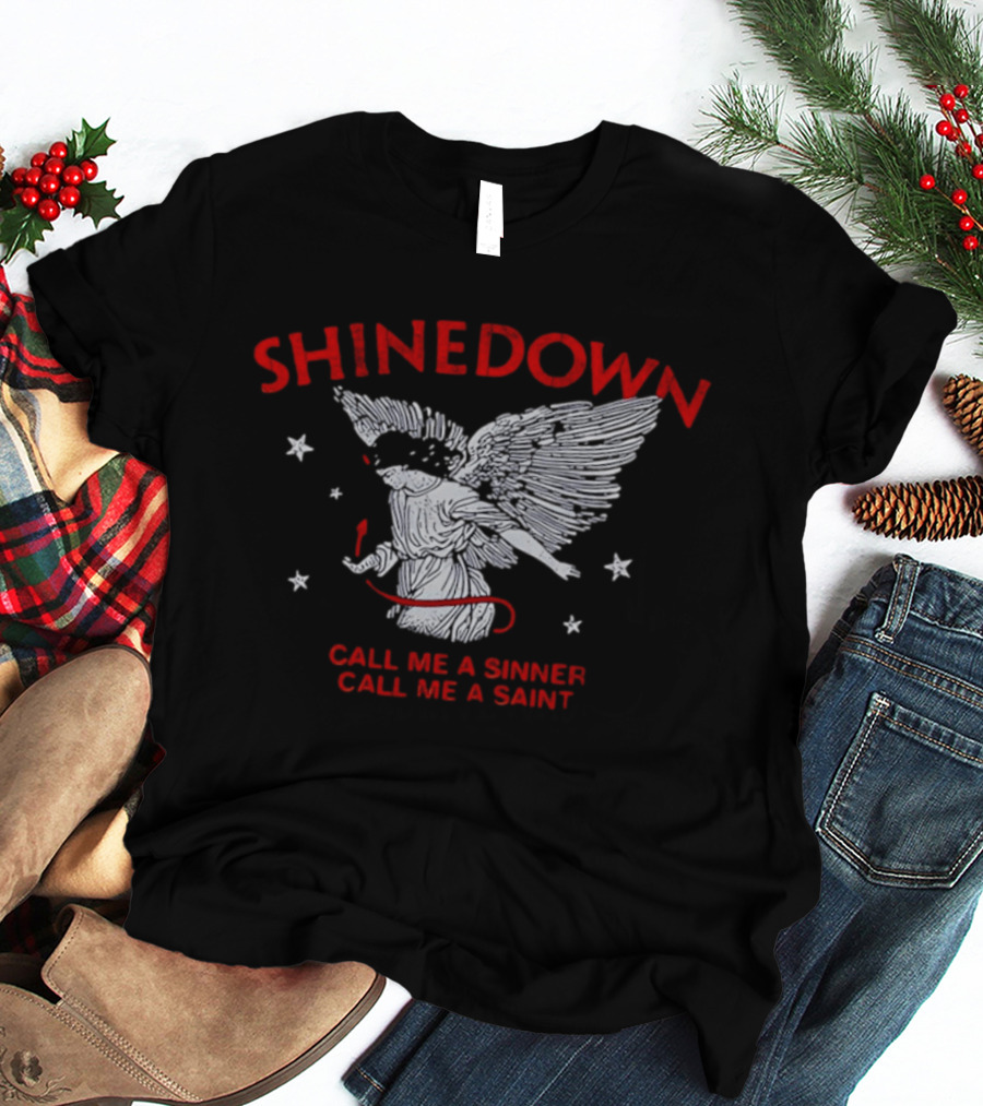 Shinedown Call Me A Sinner Call Me A Saint Angel Wings And Stars T-Shirt