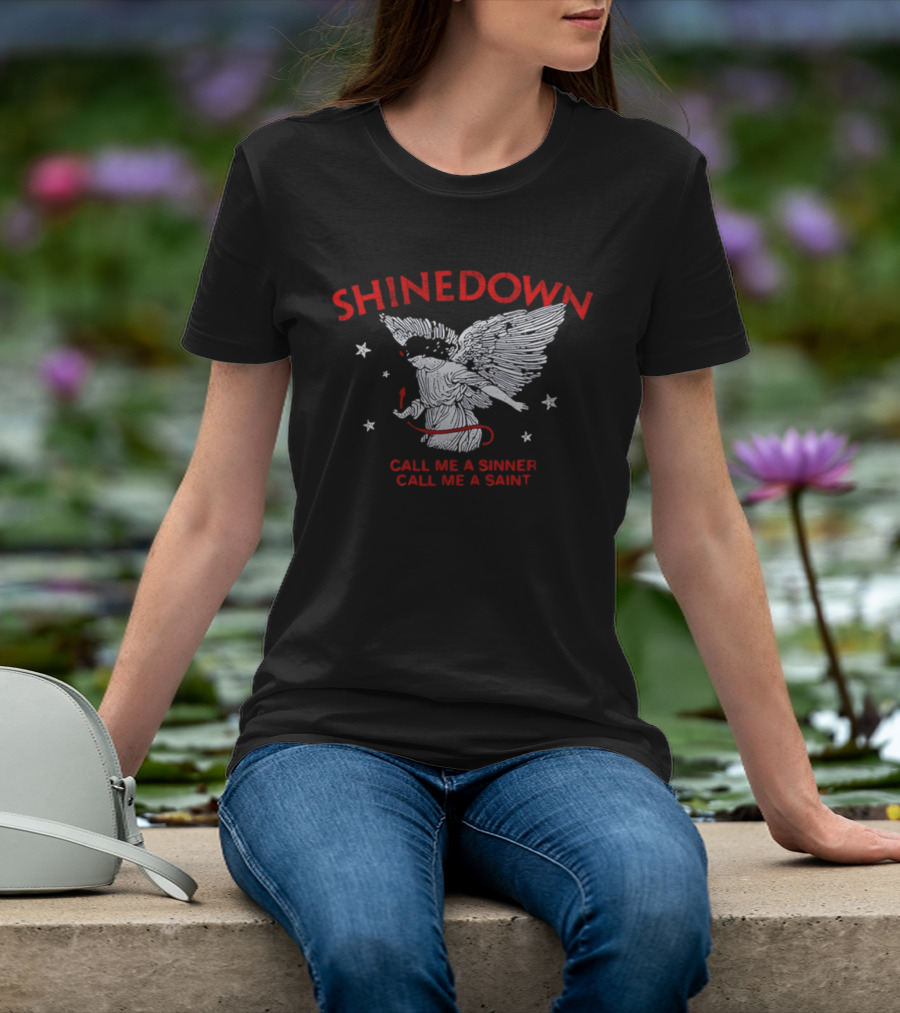Shinedown Call Me A Sinner Call Me A Saint Angel Wings And Stars T-Shirt
