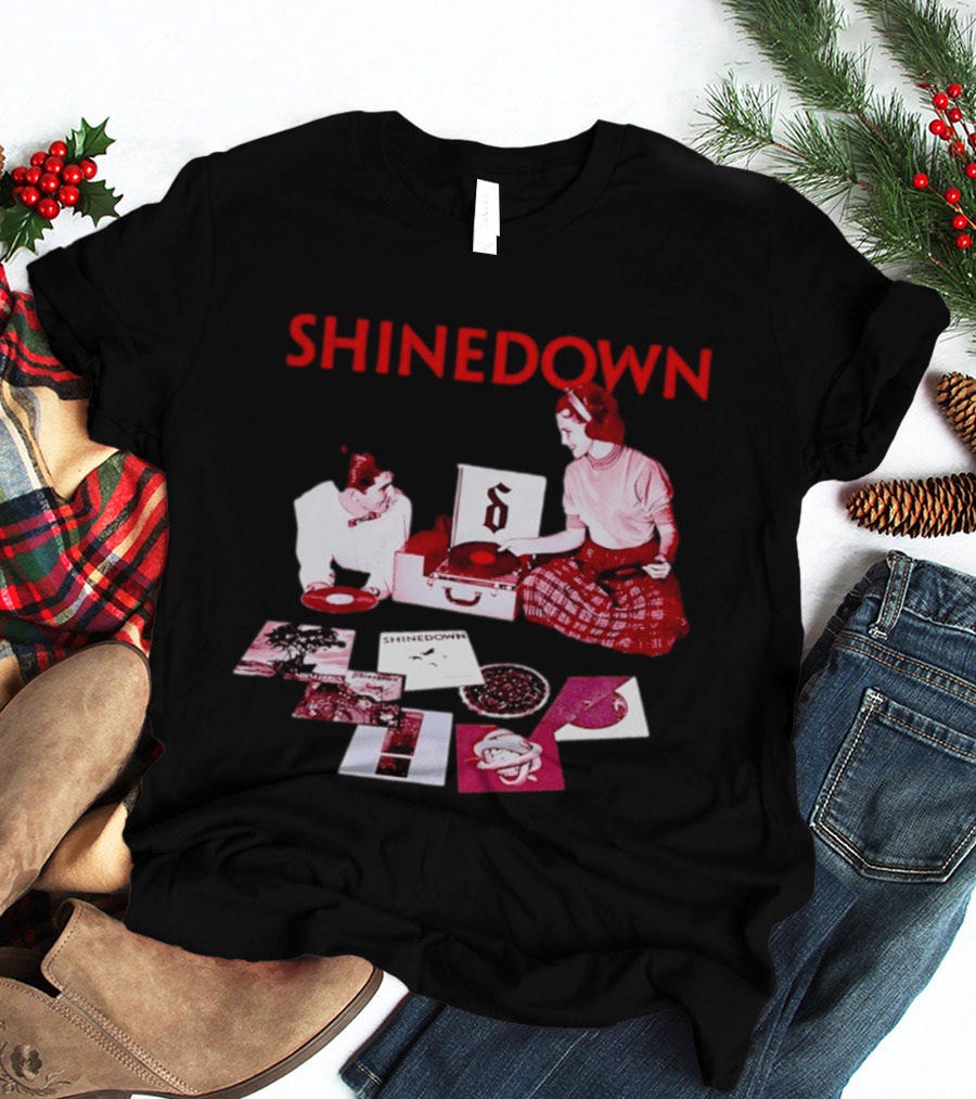 Shinedown Vinyl Record Collage Retro Music Band T-Shirt