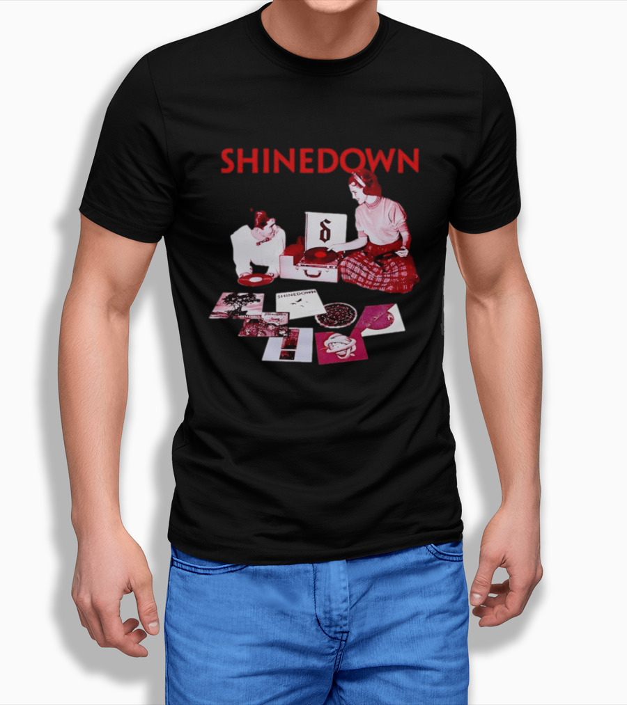 Shinedown Vinyl Record Collage Retro Music Band T-Shirt