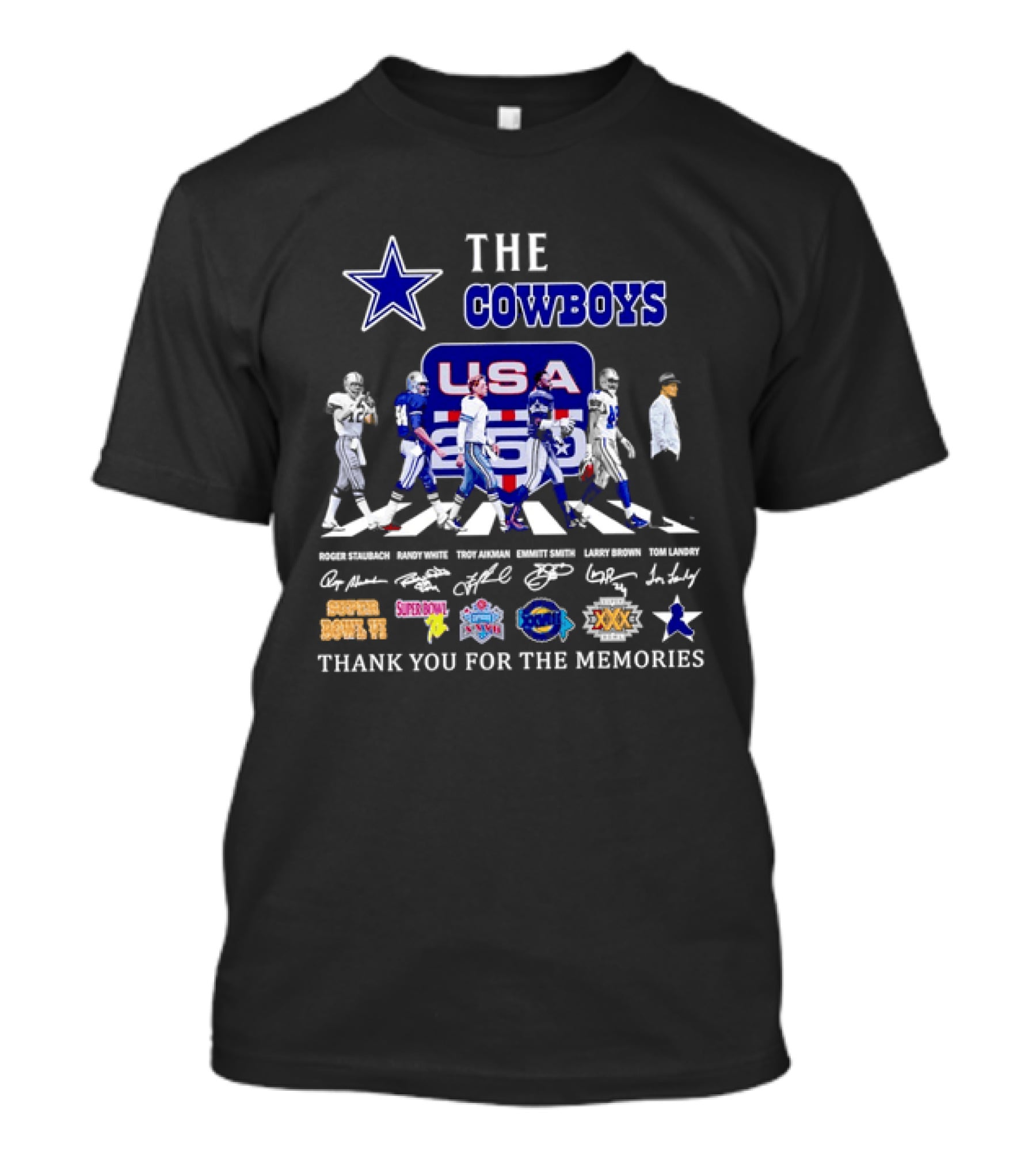 The Dallas Cowboys USA Abbey Road Super Bowl Thank You For The Memories T-Shirt