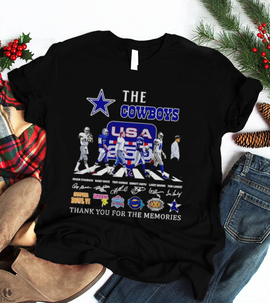 The Dallas Cowboys USA Abbey Road Super Bowl Thank You For The Memories T-Shirt