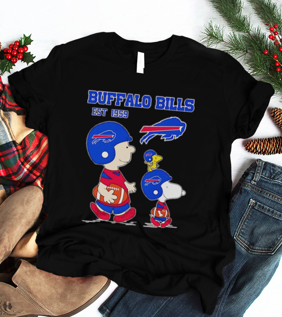 Buffalo Bills Est 1959 Charlie Brown Snoopy Peanuts Football Helmet T-Shirt