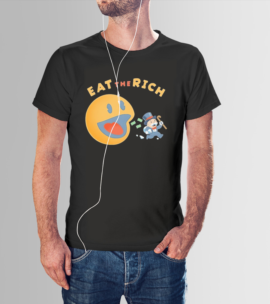 Eat The Rich Monopoly Man Pac Man Capitalism T-Shirt