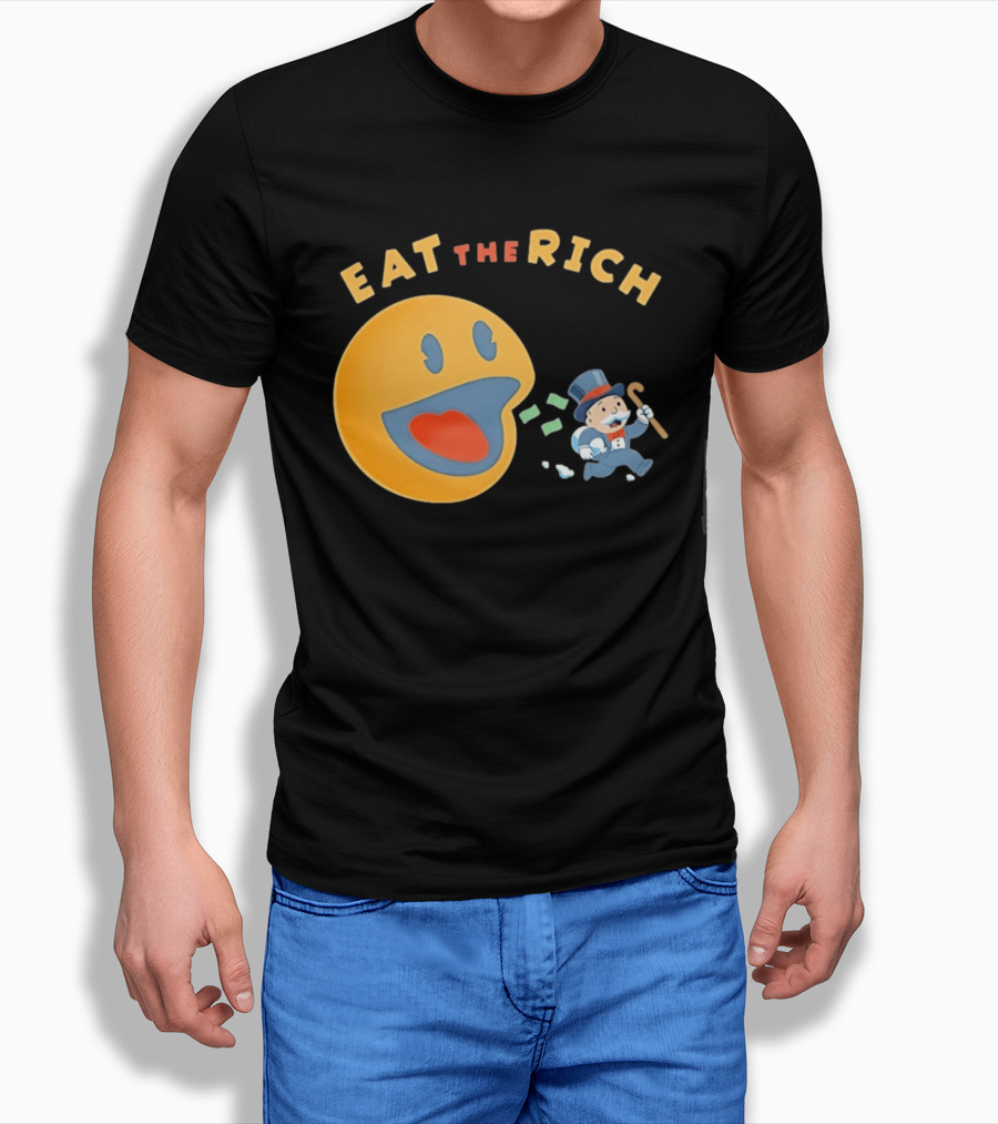 Eat The Rich Monopoly Man Pac Man Capitalism T-Shirt