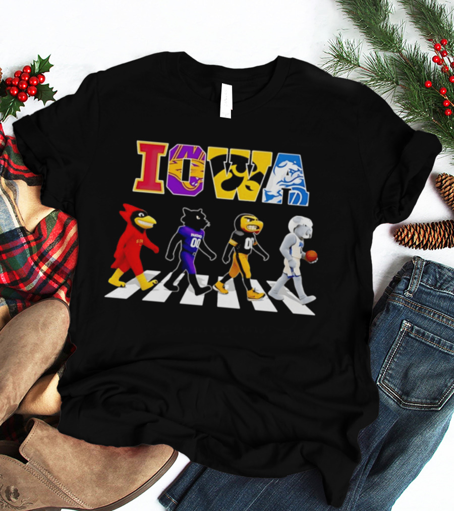 Iowa Mascots Abbey Road Walk Cardinals Panthers Bulldogs T-Shirt