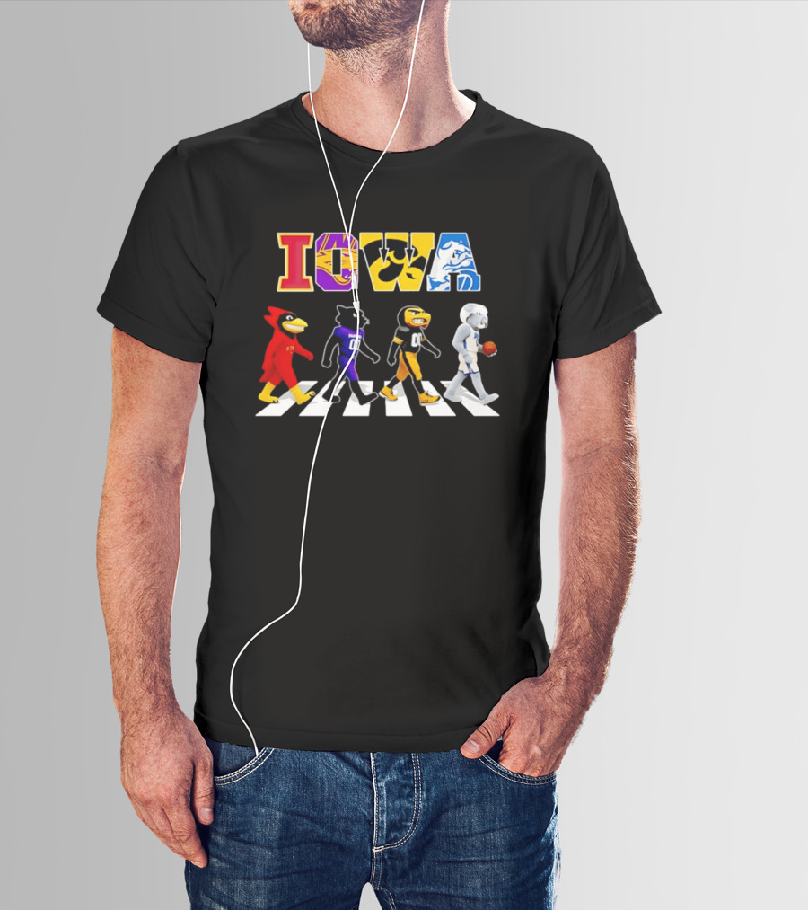 Iowa Mascots Abbey Road Walk Cardinals Panthers Bulldogs T-Shirt