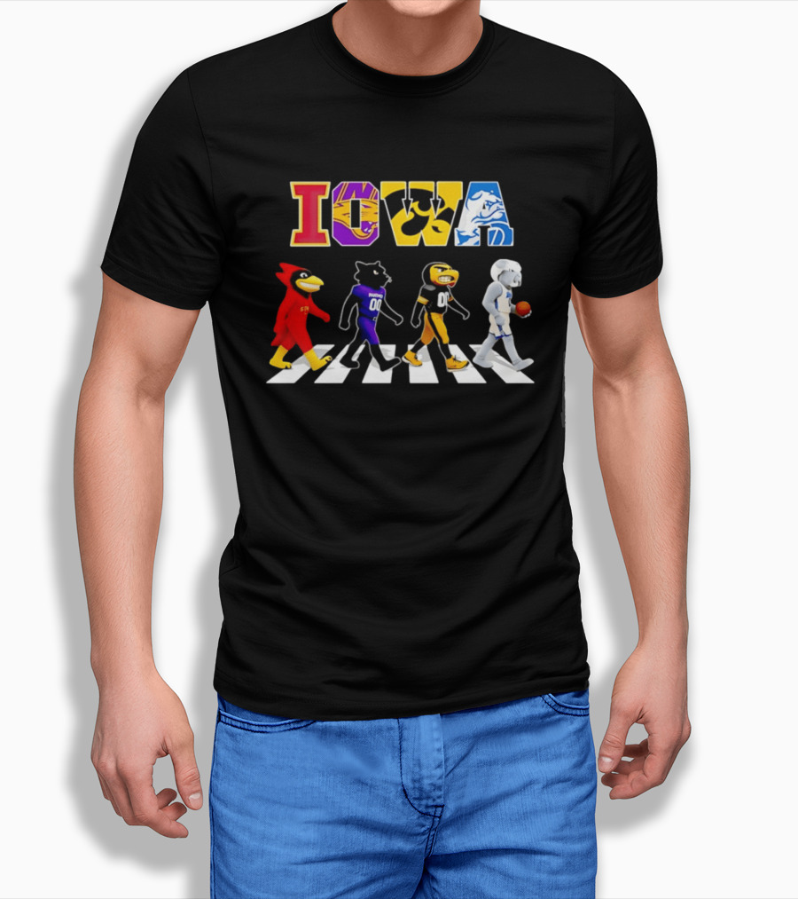 Iowa Mascots Abbey Road Walk Cardinals Panthers Bulldogs T-Shirt