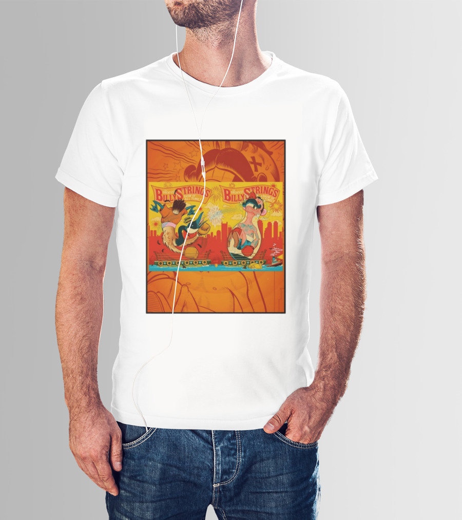 Billy Strings Greatest Show Of All Time Boxing Panels Playful Cartoon T-Shirt
