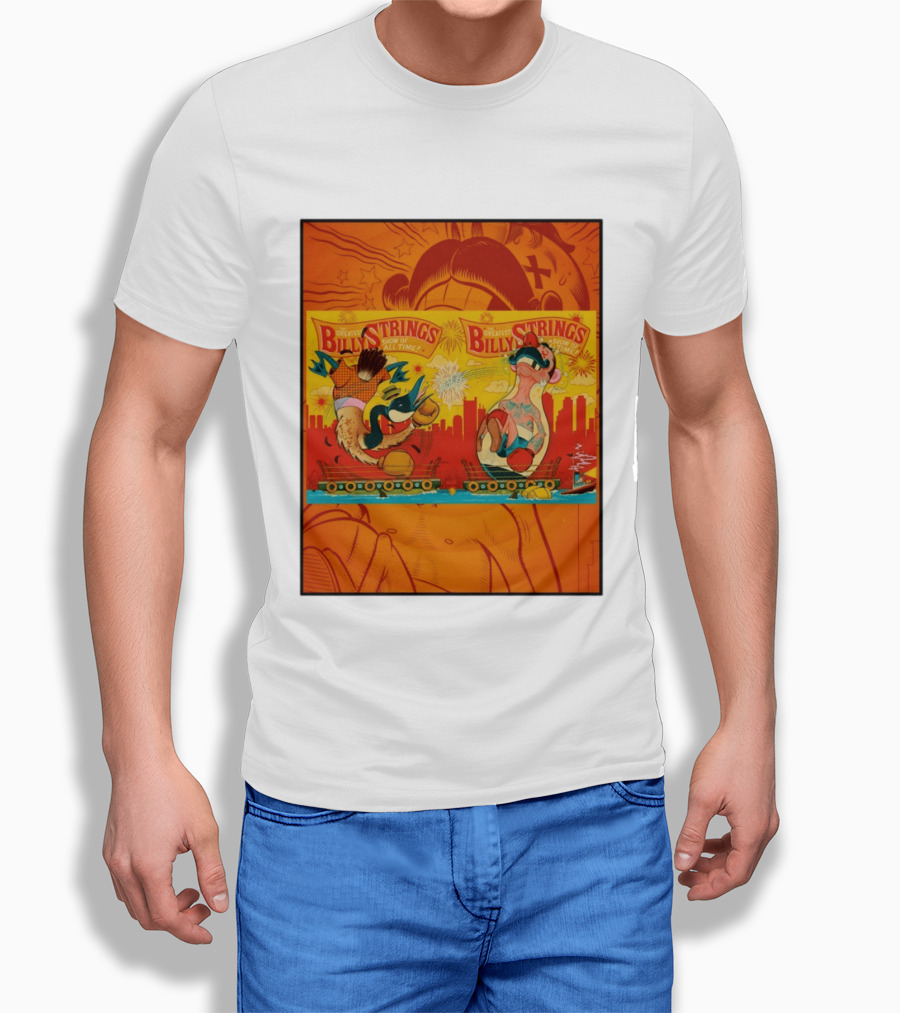 Billy Strings Greatest Show Of All Time Boxing Panels Playful Cartoon T-Shirt