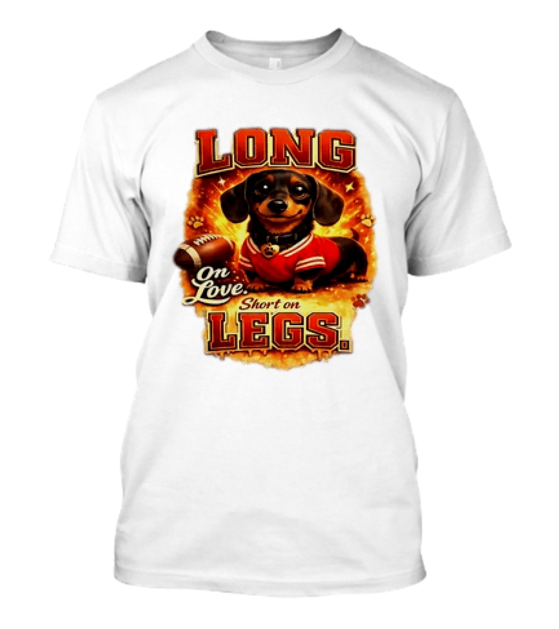 Dachshund Long On Love Short On Legs Football T-Shirt