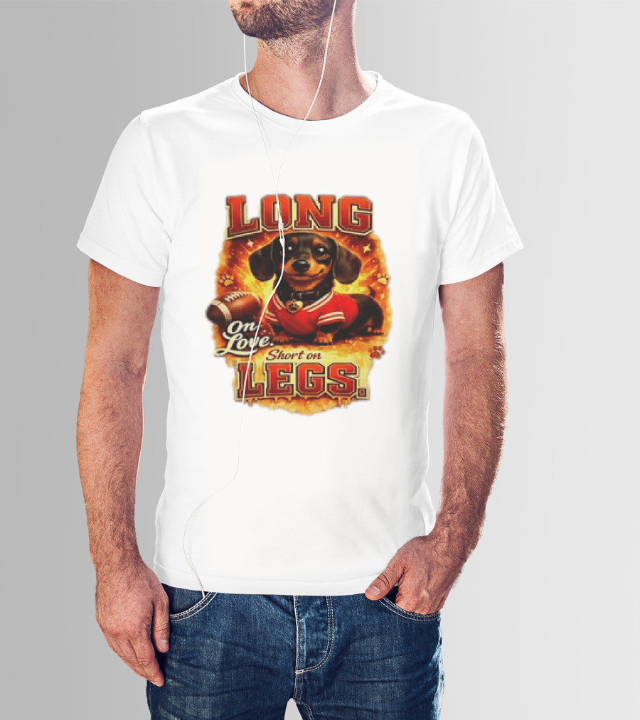 Dachshund Long On Love Short On Legs Football T-Shirt