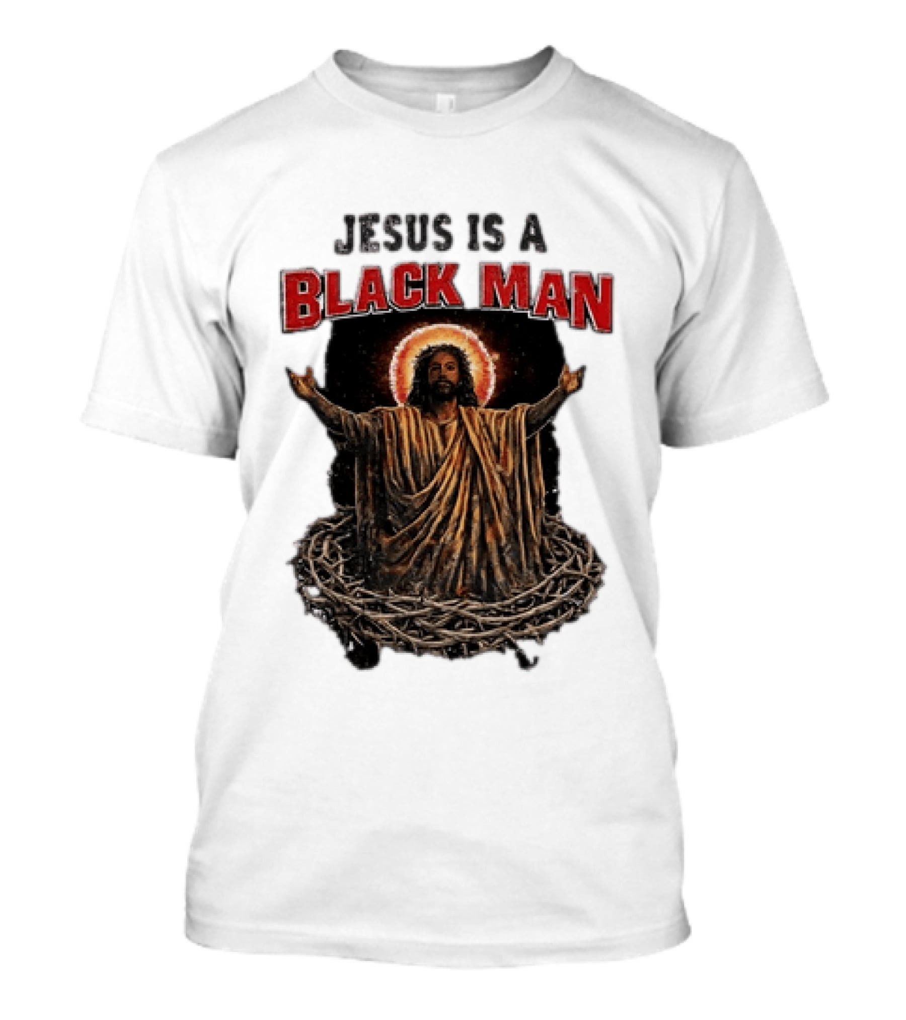 Jesus Is A Black Man With Thorns And Radiant Halo T-Shirt