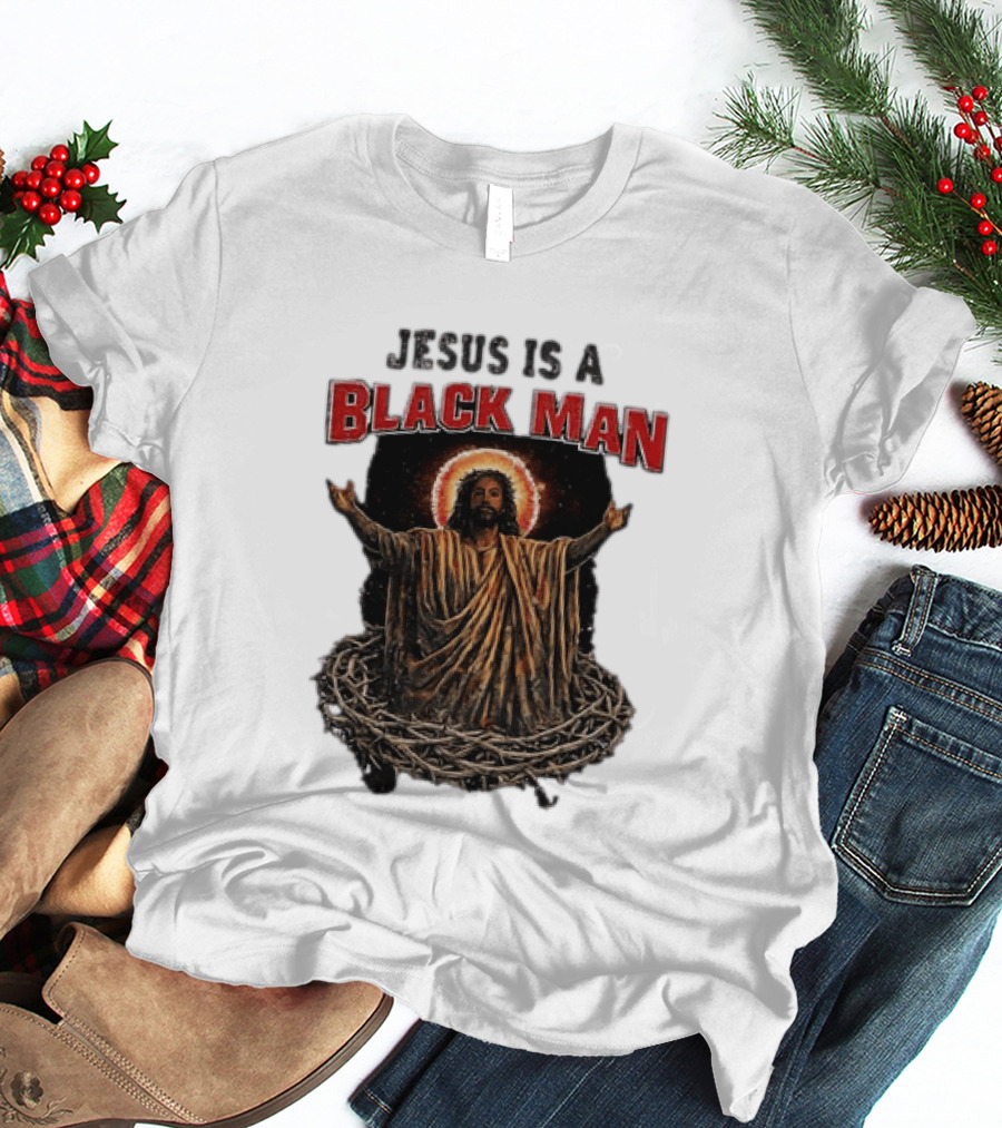 Jesus Is A Black Man With Thorns And Radiant Halo T-Shirt
